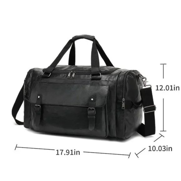 TRAVEL Bag Waterproof PU Leather Brown Duffle Bag - Picture 12 of 14